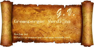 Gremsperger Veréna névjegykártya